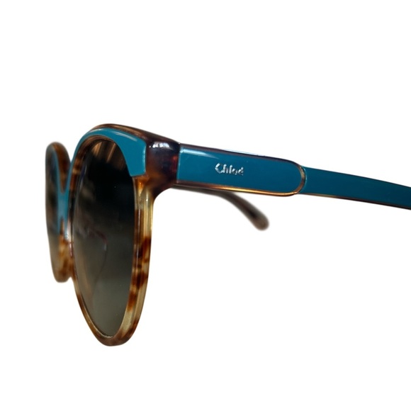 Chloé CE735SA Round Sunglasses 60mm Petrol / Havana Tortoise - Picture 8 of 9